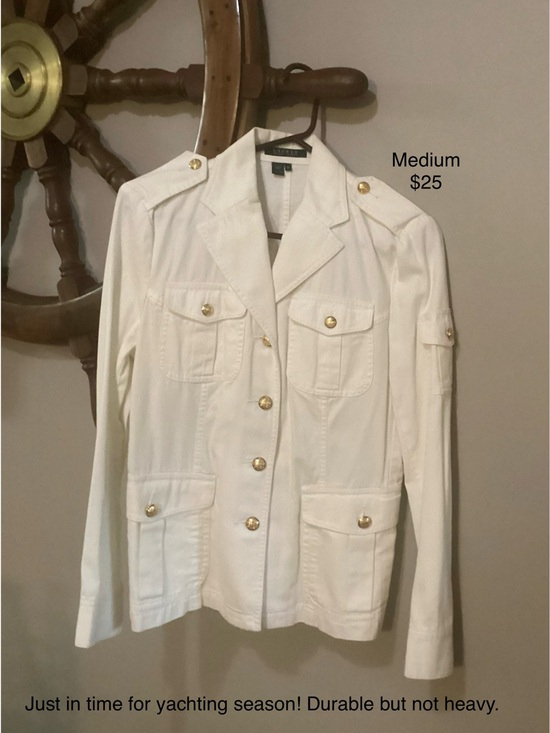 Ralph Lauren Jackets & Blazers - Ralph Lauren White Military-Style Utility Jacket with Gold Buttons